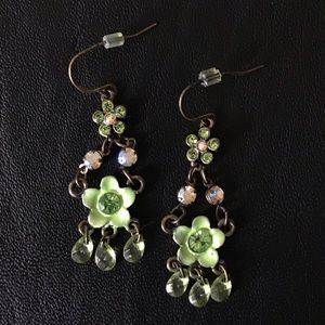 GREEN AURORA BOREALIS FLOWER DROP EARRINGS